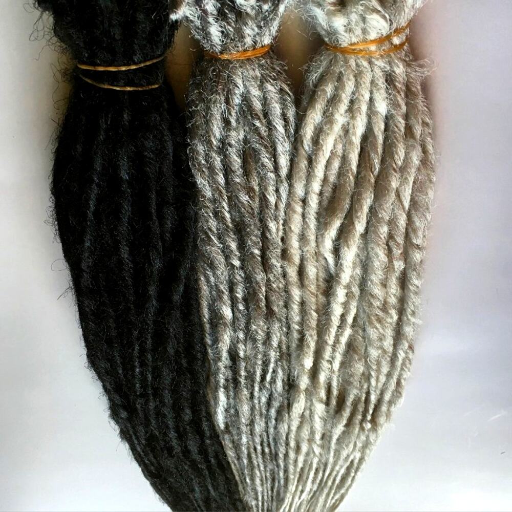 90 Black White Grey SE Dreads Dreadlocks Hair Extensions